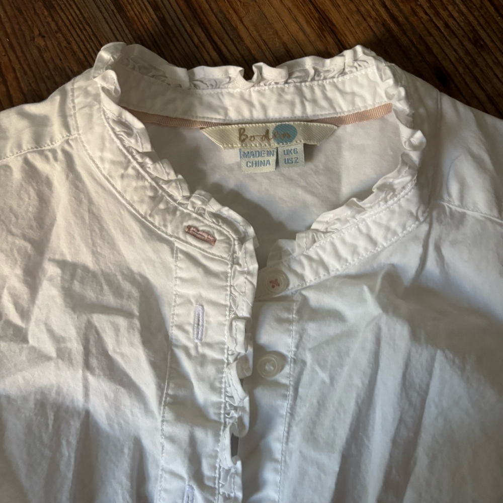 Boden Phobe Cotten Ruffled Button Down Shirt - Picture 3 of 4